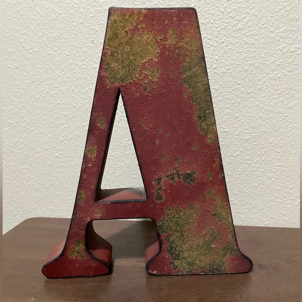 Rustic Red Metal Letter A Decor